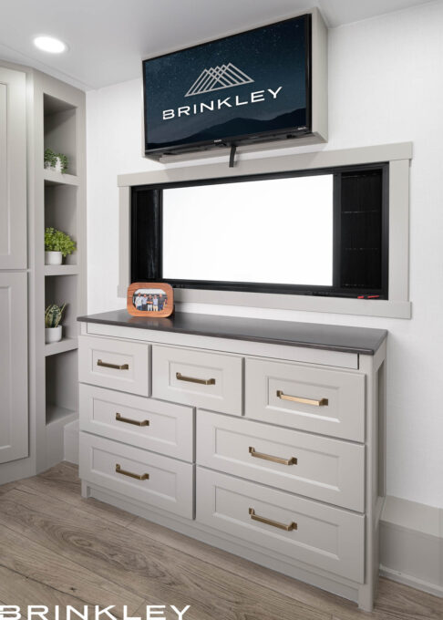 | Model Gx Toy Hauler Line 88 Model Gx 3500x Fifth Wheels Bedroom Dresser TV 2026 Brinkley RV 0695