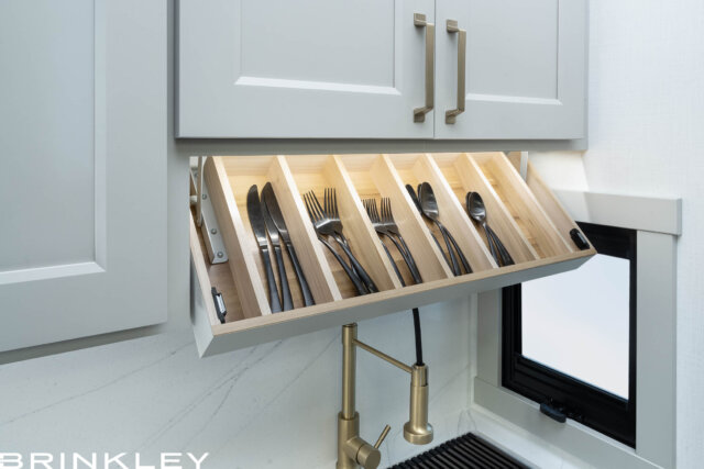 | Model G 3520 Toy Haulers 41 2024 Brinkley RV Model G 3950 Kitchen Pull Down Utensil Tray 3909