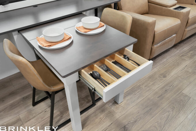 | Model Z AIR 297 Travel Trailers 21 Model Z AIR 297 Travel Trailers Dining Room Dinesk Utensil Drawer 2025 Brikley RV 7279