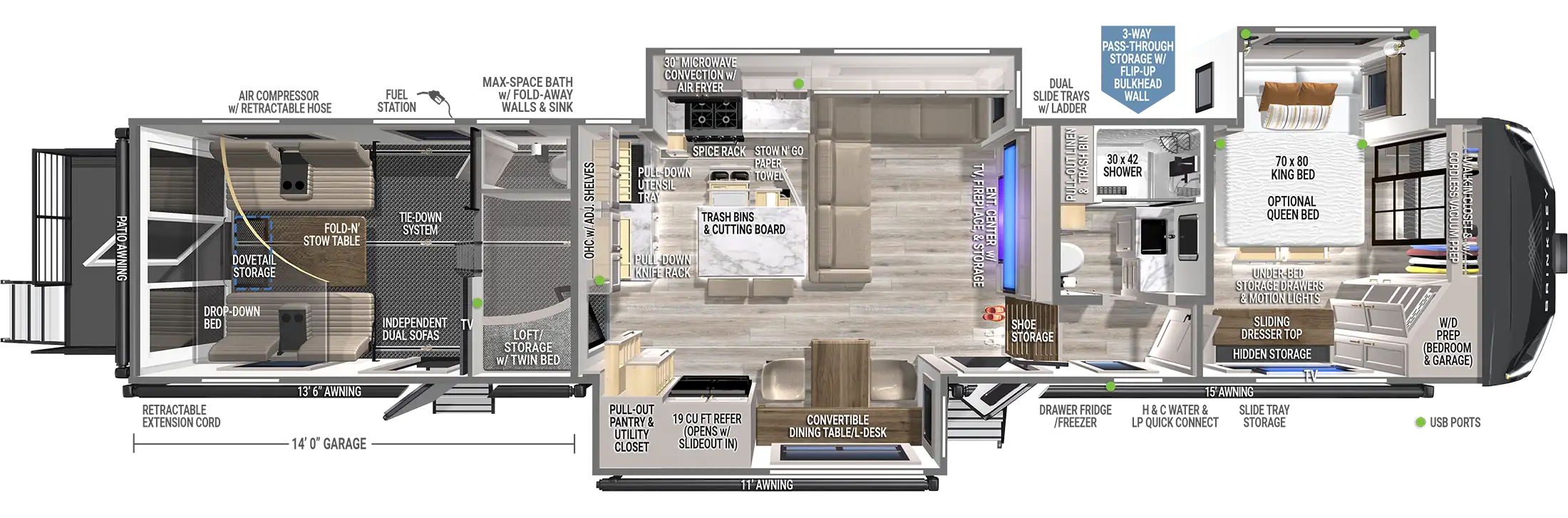 | Model G 3950 Toy Haulers 1 Model G 3950 Toy Haulers Floorplan - 2024 Brinkley RV