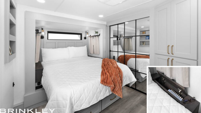 | Model G Fifth Wheel Toy Hauler Line 99 Optional Queen Bed with Nightstands