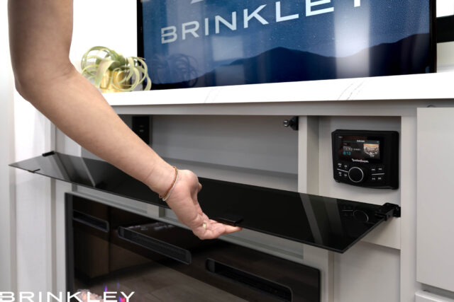 | Model G 4100 Toy Haulers 54 2025 Brinkley RV Model G 4100 Living Room TV Storage 4051