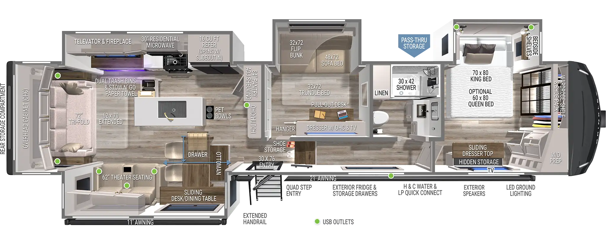 | Model Z 3610 Fifth Wheels 1 Bunkhouse Fifth Wheels with Bunk Beds