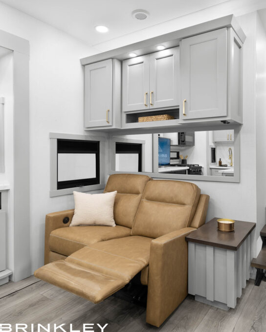 | Model G 3520 Toy Haulers 45 Model G 4120 Fifth Wheels Living Room Sofa with Recliners End Table 2026 Brinkley RV 5339c
