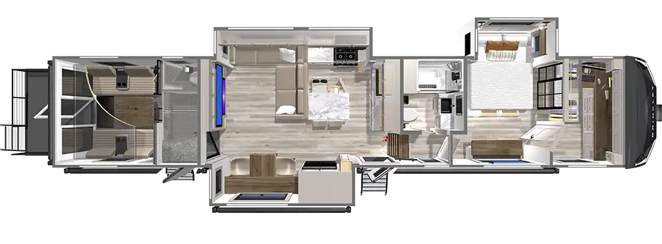 Brinkley RV Model G 4150 Toy Hauler Floorplan with Private Office & Desk G 4150 Fifth Wheel Toy Hauler Floorplan with a Private Office & Desk by Brinkley RV